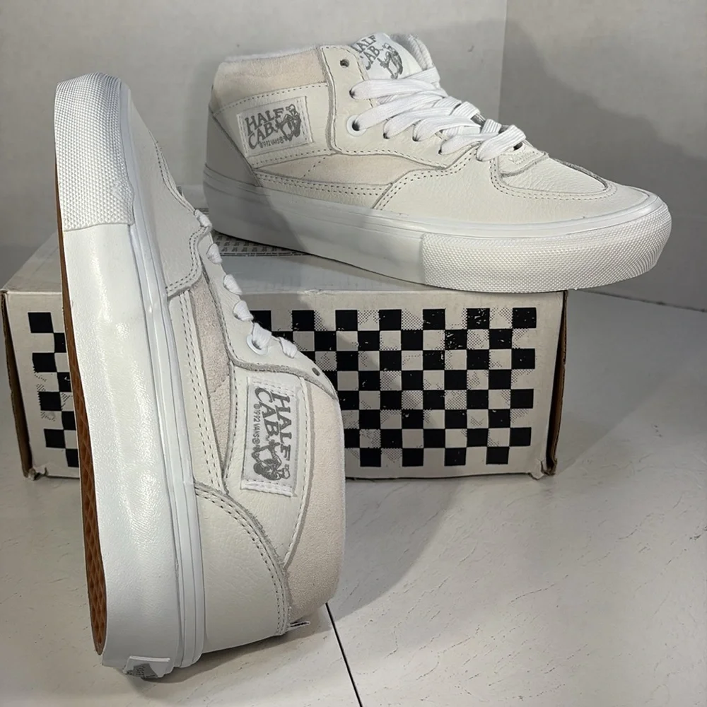 NWT Vans Skate Half Cab White Leather with Suede Trim Women’s 6.5 - Picture 10 of 10